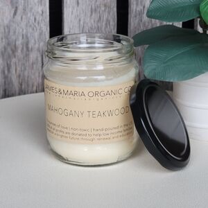 Mahogany Teakwood Scented Candle- James & Maria Organic Co. 16oz Glass Jar